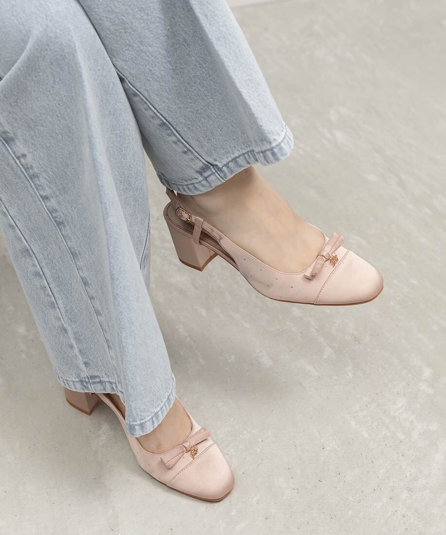  「ミニリボンバックストラップパンプス」|パンプス|ピンク