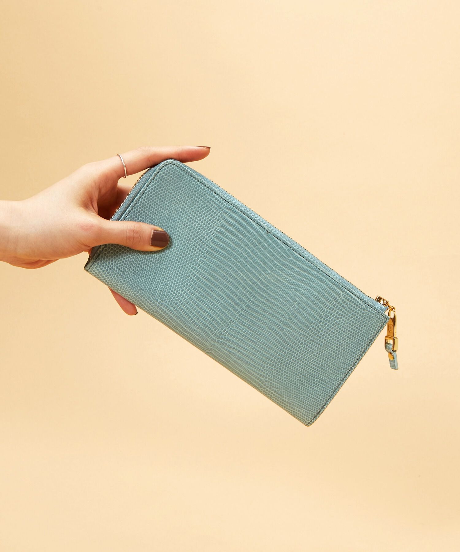 TOPKAPI 「イタリアンレザー・リザード型押し・Lファスナー長財布マチ付き LUCIA[ルチア]」|財布|ミントグリーン