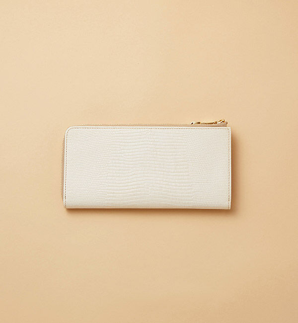 TOPKAPI 「イタリアンレザー・リザード型押し・Lファスナー長財布マチ付き LUCIA[ルチア]」|財布|クリーム