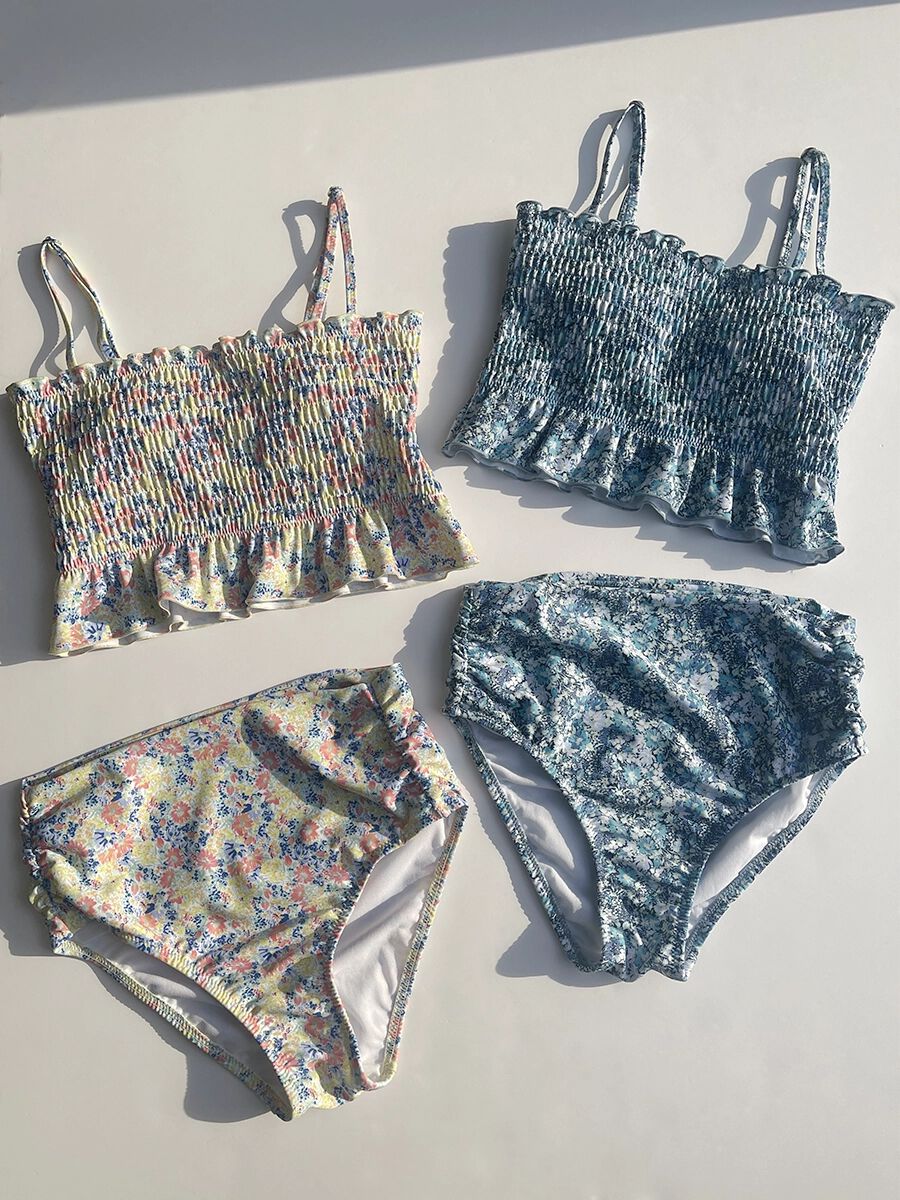 PEAK&PINE「小花柄シャーリングバンドゥビキニ」|ビキニ|