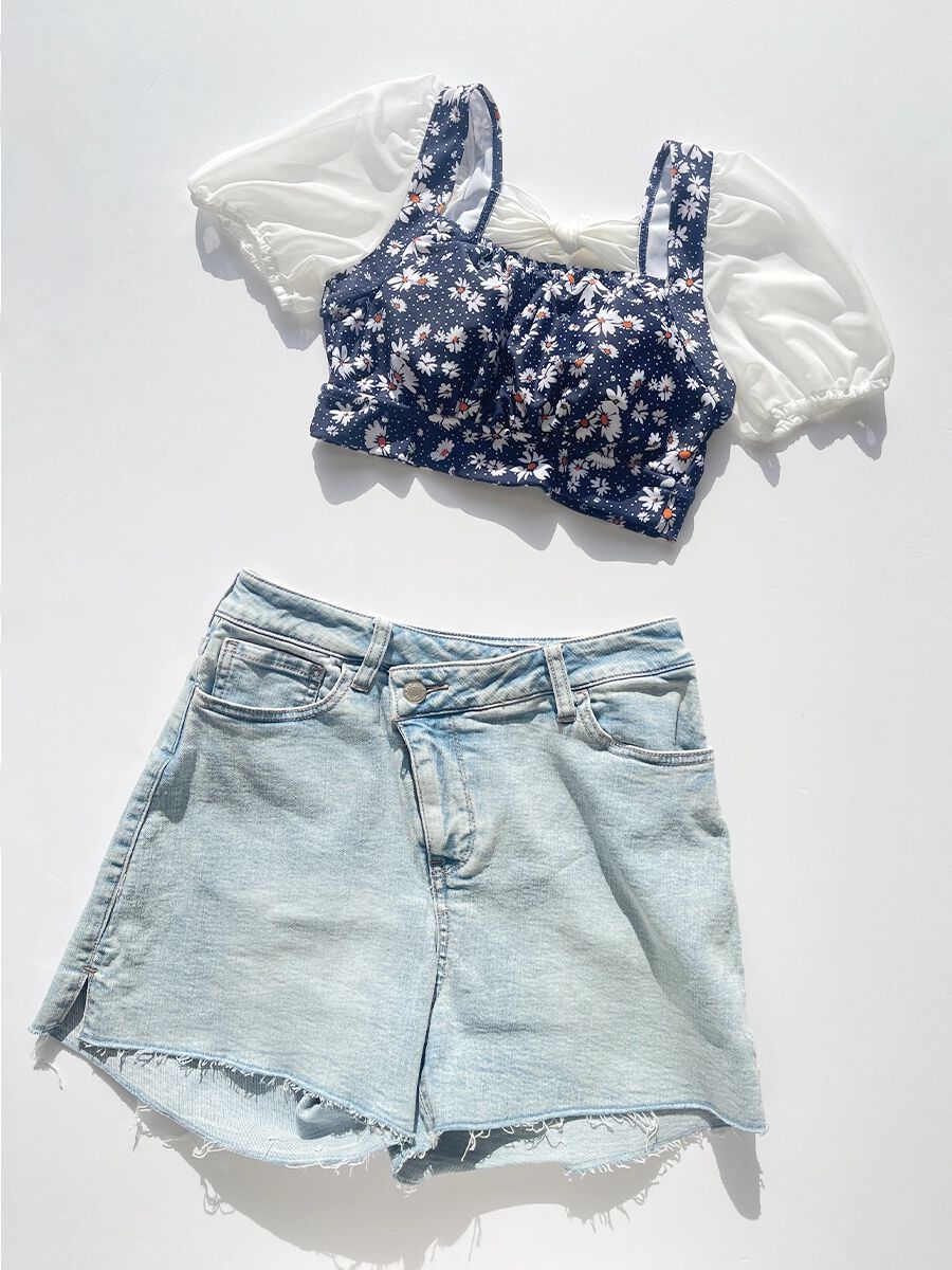 PEAK&PINE「マーガレットドット柄パフスリーブビキニ」|ビキニ|