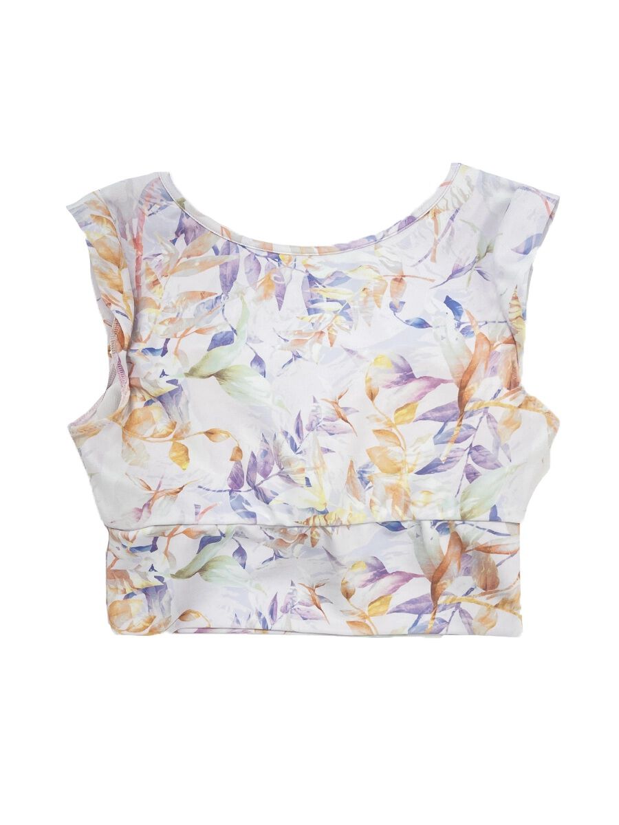 ALBOVE「エレガントリーフ柄プチスリーブブラ」|ビキニトップス|