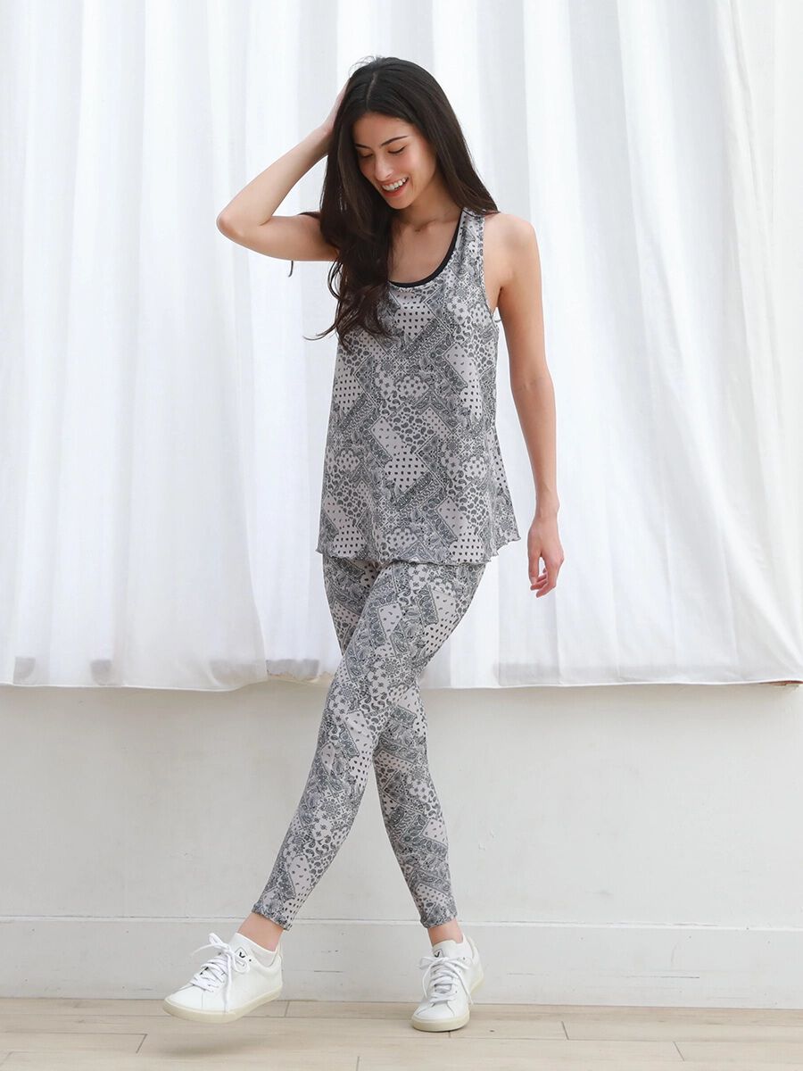 ALBOVE「バンダナプリントレイヤードタンクブラトップス」|ビキニ|チャコールグレー