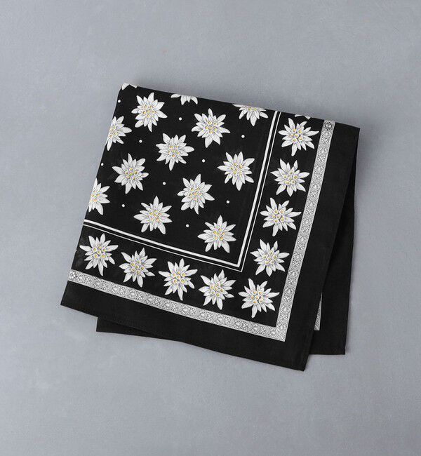UNITED ARROWS「＜GLARNER TUECHLI＞ Edelweiss/エーデルワイス ハンカチ」|ハンカチ|BLACK