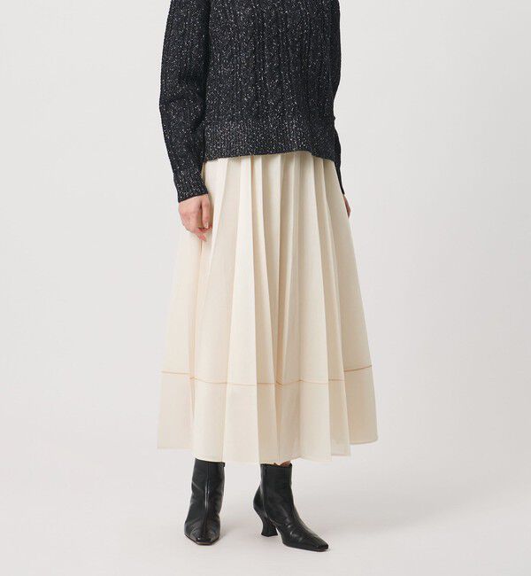 UNITED ARROWS「オーガンジー プリーツスカート」|スカート|OFF WHITE