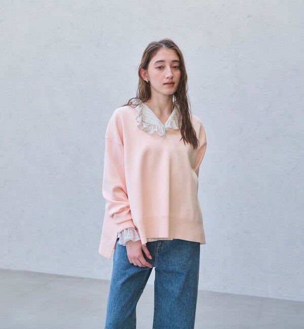 UNITED ARROWS「スウェットライク スキッパーニット ‐ウォッシャブル‐」|ニット・セーター|LT.PINK