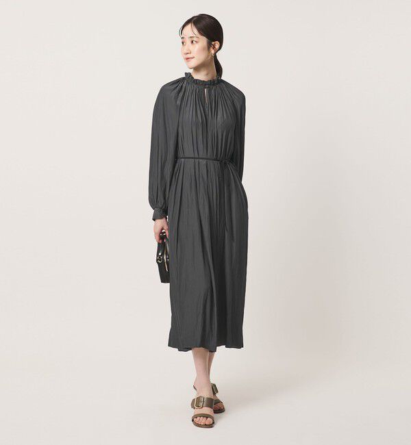 UNITED ARROWS「ボリューム ギャザー ワンピース」|ワンピース|DK.GRAY