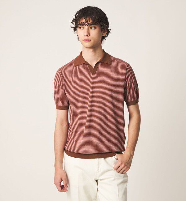 UNITED ARROWS「リネン/コットン ボーダー スキッパー ポロシャツ」|ポロシャツ|MD.BROWN