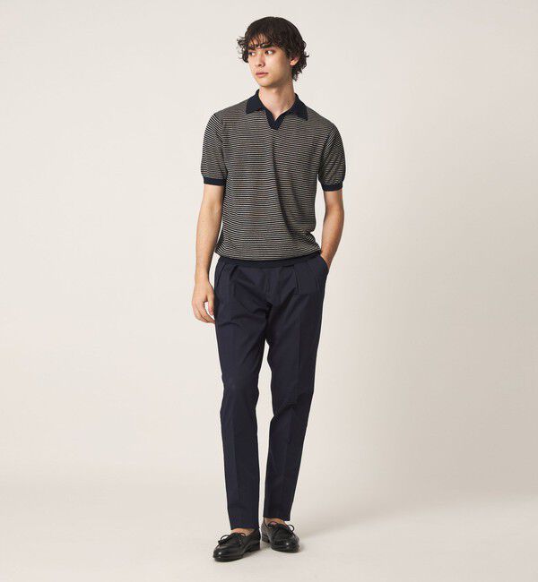 UNITED ARROWS「リネン/コットン ボーダー スキッパー ポロシャツ」|ポロシャツ|