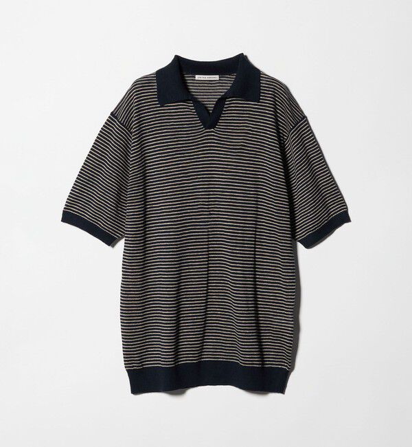 UNITED ARROWS「リネン/コットン ボーダー スキッパー ポロシャツ」|ポロシャツ|