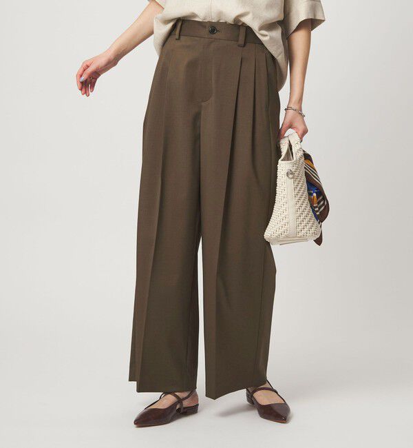 UNITED ARROWS green label relaxing「［size SHORT/TALLあり］ツイル イージー ワイド パンツ」|スラックス|DK.BROWN