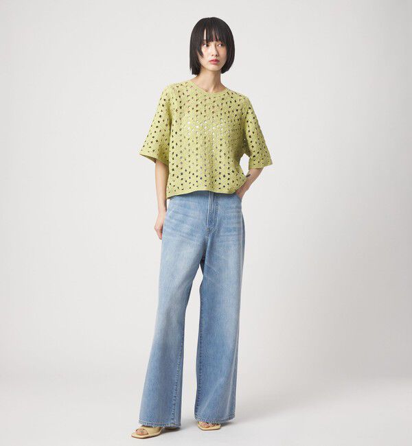 EMMEL REFINES「＜EMMEL REFINES＞EM HW フラワーシシュウ ショートスリーブ ニット」|ニット・セーター|