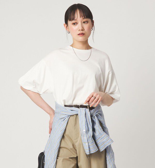 UNITED ARROWS green label relaxing「ギャザースリーブ プルオーバー カットソー」|Tシャツ・カットソー|OFF WHITE