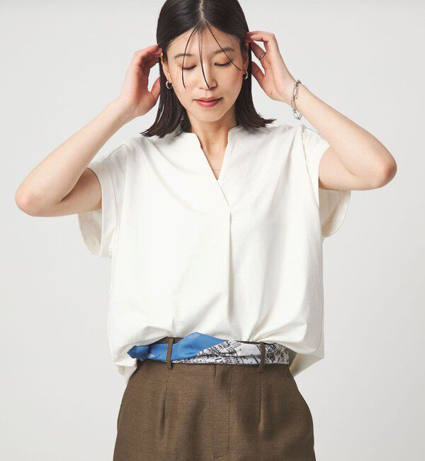 UNITED ARROWS green label relaxing「【WEB限定】＜at ease＞スキッパー カットソー 接触冷感 UVカット 遮熱」|Tシャツ・カットソー|