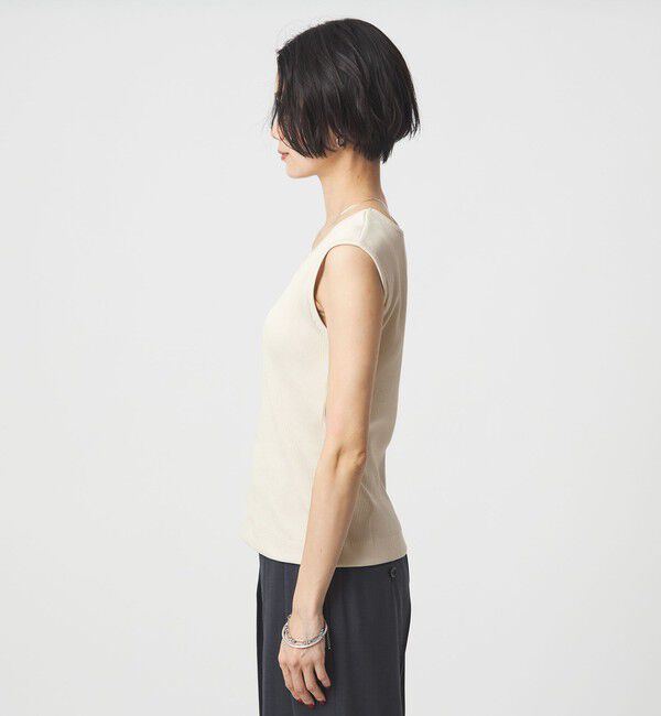 UNITED ARROWS green label relaxing「ブライトリブ デコルテ フレンチスリーブ プルオーバー カットソー」|Tシャツ・カットソー|