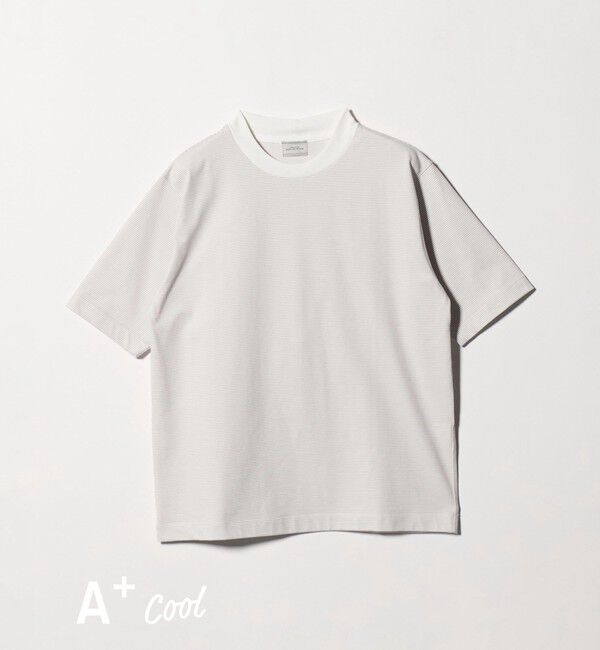 UNITED ARROWS green label relaxing「A+ COOL ミジンボーダー ビズ クルーネック カットソー Tシャツ -接触冷感・吸水速乾-」|Tシャツ・カットソー|WHITE