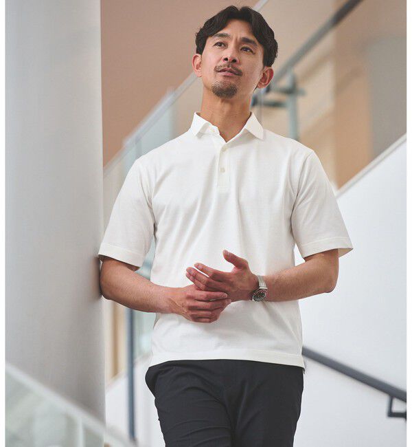 UNITED ARROWS green label relaxing「【WEB限定】JUST fit デイリー ドライ カッタウェイ 半袖 ポロシャツ -吸水速乾・抗菌-」|ポロシャツ|WHITE
