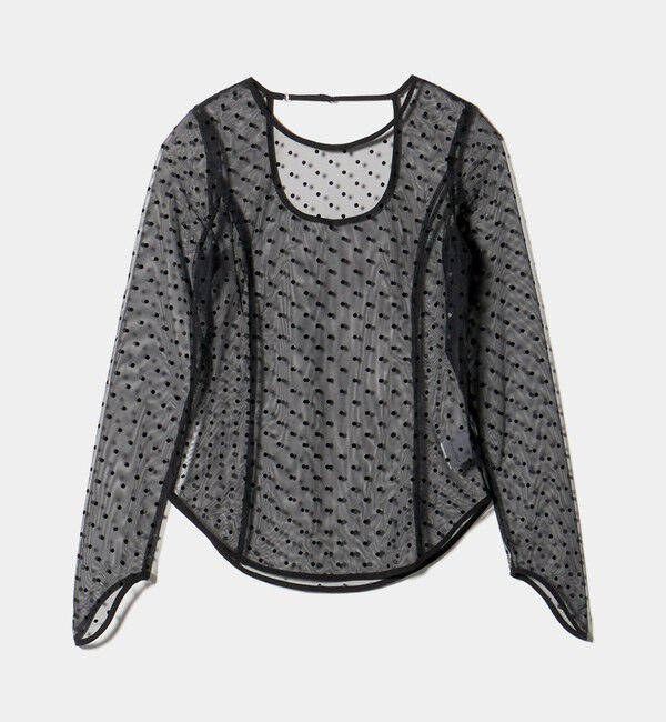 EMMEL REFINES「＜ANDRESD＞シアードット ロングスリーブ トップス＜ Select by EMMEL REFINES ＞」|シャツ・ブラウス|BLACK