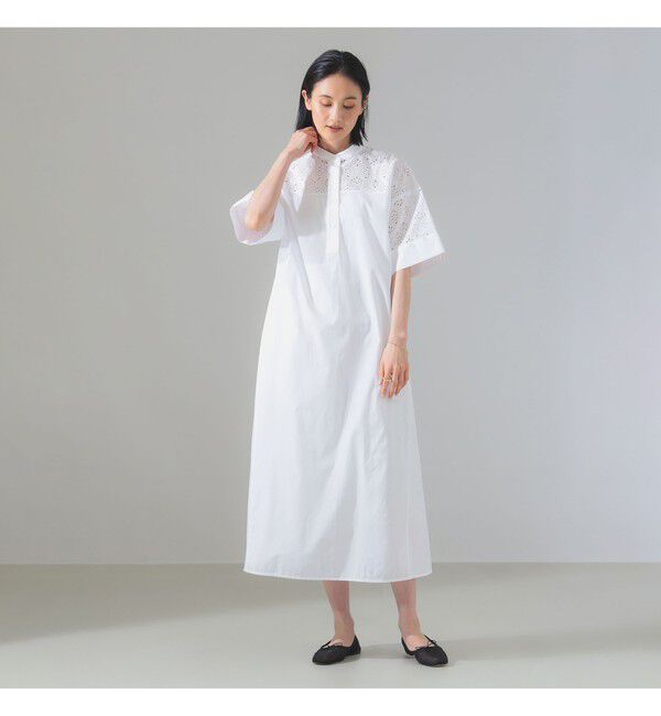 Demi-Luxe BEAMS 「TICCA / レース ハーフスリーブ シャツワンピース」|ワンピース|