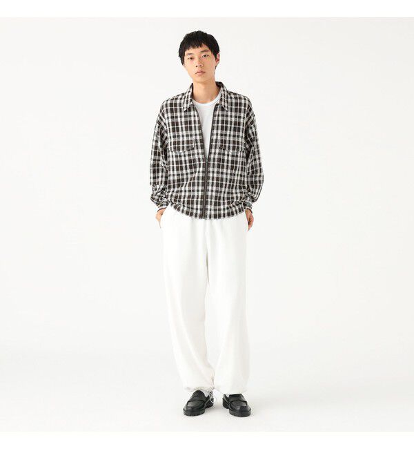 BEAMS「ワイドショートフィット メッシュ ジップアップ シャツ」|シャツ・ブラウス|