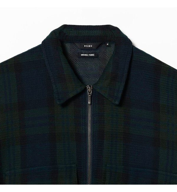 BEAMS「ワイドショートフィット メッシュ ジップアップ シャツ」|シャツ・ブラウス|