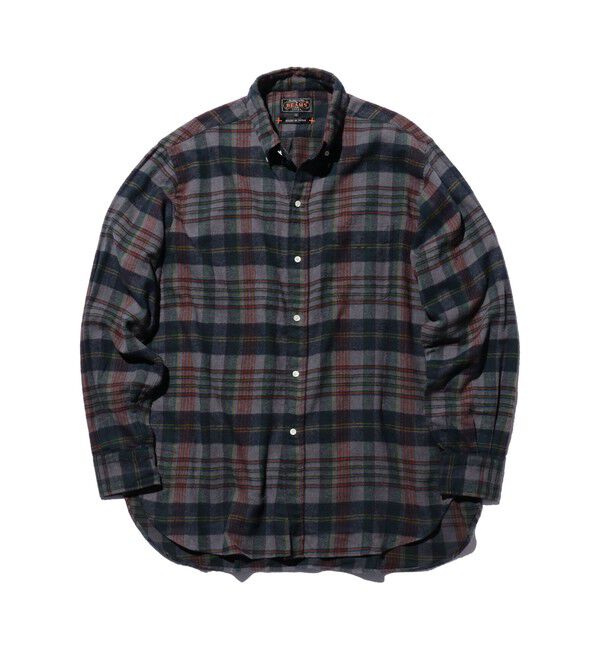 BEAMS PLUS「B.D. Classic-fit Indian flannel Plaid Over Dye」|シャツ・ブラウス|GREEN