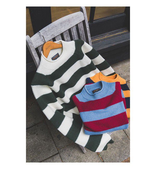 BEAMS PLUS「Hi-neck Rib Stitch Stripe」|ニット・セーター|