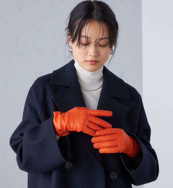 SHIPS for women「CARIDEI:ベーシック レザー グローブ ◇」|手袋|オレンジ