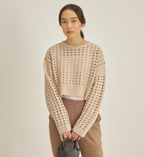 SHIPS for women「〈手洗い可能〉綿 ナイロン メッシュ ニット プルオーバー」|ニット・セーター|