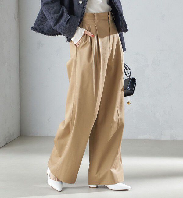 SHIPS for women「〈手洗い可能〉ハイカウント ツイル チノ タック パンツ 24SS ◇」|チノ|