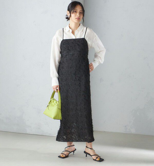 SHIPS for women「〈手洗い可能〉フリンジ ジャカード キャミ ワンピース 24SS」|ワンピース|
