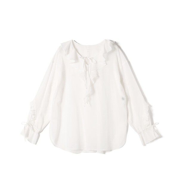 SHIPS for women「* 〈手洗い可能〉強撚 コットン シアー ボイル フリル ブラウス ◇」|シャツ・ブラウス|