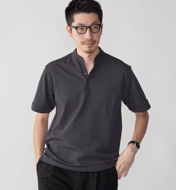 SHIPS「【WEB限定】SHIPS:〈接触冷感〉アイスタッチ プレーティングジャージー パイピング バンドカラーポロシャツ」|ポロシャツ|