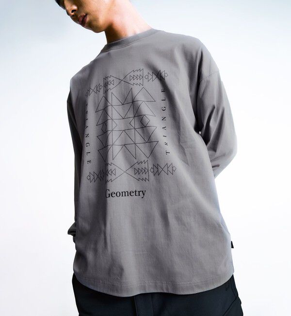 SHIPS「City Ambient Products: SHELTECH(R) グラフィック 長袖Tシャツ」|Tシャツ・カットソー|チャコールグレー