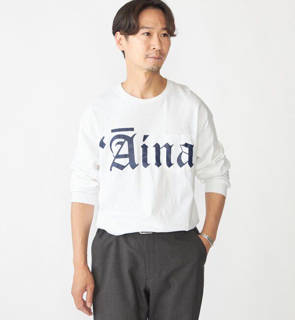 SHIPS「【SHIPS別注】THE DAY ON THE BEACH: プリント ポケット Tシャツ（ロンT）」|Tシャツ・カットソー|ホワイト