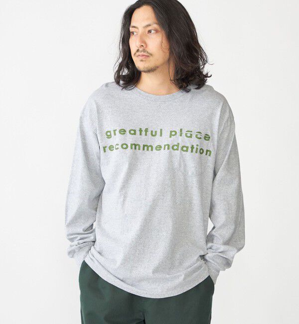 SHIPS「【SHIPS別注】THE DAY ON THE BEACH: プリント ポケット Tシャツ（ロンT）」|Tシャツ・カットソー|グレー