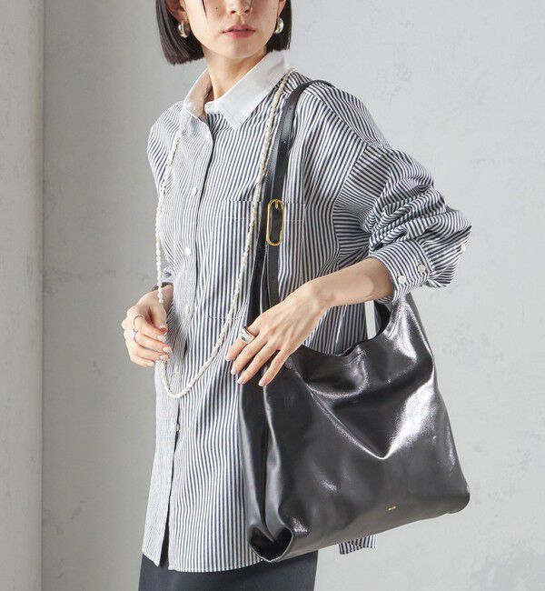 SHIPS for women「BEAURE:パーティション レザー バッグ 大」|トートバッグ|ブラック