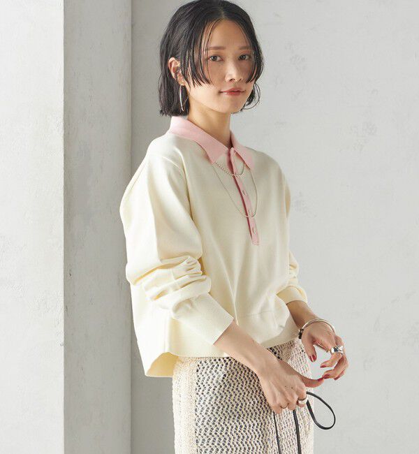 SHIPS for women「〈手洗い可能〉配色 ポロカラー プルオーバー」|ニット・セーター|