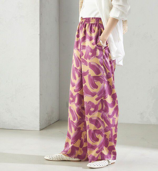 SHIPS for women「〈手洗い可能〉サテン プリント ドロスト パンツ」|その他|ベージュ