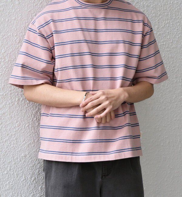 SHIPS any「【SHIPS any別注】sports wear: レトロ カラー ボーダー Tシャツ◇」|Tシャツ・カットソー|ピンク