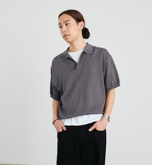 SHIPS「【City Ambient Products別注】crepuscule: JAPAN PAPER SKIPPER ニットポロ」|ポロシャツ|