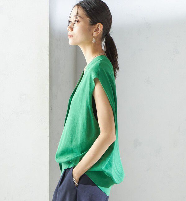 SHIPS for women「〈接触冷感 / 手洗い可能〉アイスコットン フレンチ スリーブ ジレ カーディガン」|ベスト・ジレ|