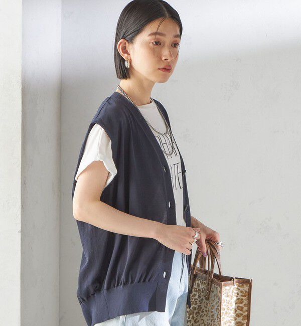 SHIPS for women「〈接触冷感 / 手洗い可能〉アイスコットン フレンチ スリーブ ジレ カーディガン」|ベスト・ジレ|