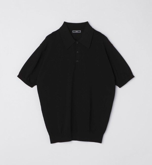 SHIPS「SHIPS: ICE COTTON ショートスリーブ ニットポロ」|ポロシャツ|ブラック