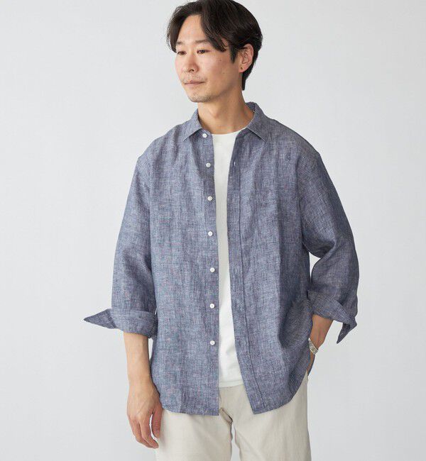 SHIPS「SHIPS: レイモンド レギュラーカラー リネン 7スリーブ シャツ」|シャツ・ブラウス|