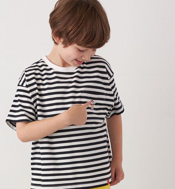 SHIPS any「【SHIPS any別注】UNIVERSAL OVERALL: ボーダー Tシャツ <KIDS>」|Tシャツ・カットソー|ブラック