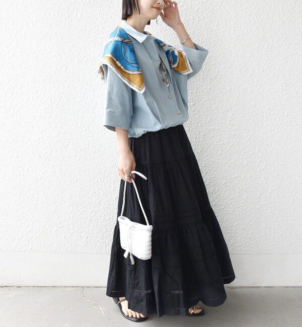 SHIPS for women「【WEB限定】〈手洗い可能〉デニム ライク タック 裾 ドロスト 羽織 シャツ」|シャツ・ブラウス|