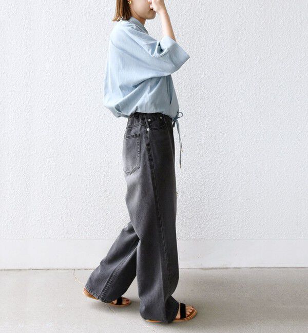 SHIPS for women「【WEB限定】〈手洗い可能〉デニム ライク タック 裾 ドロスト 羽織 シャツ」|シャツ・ブラウス|