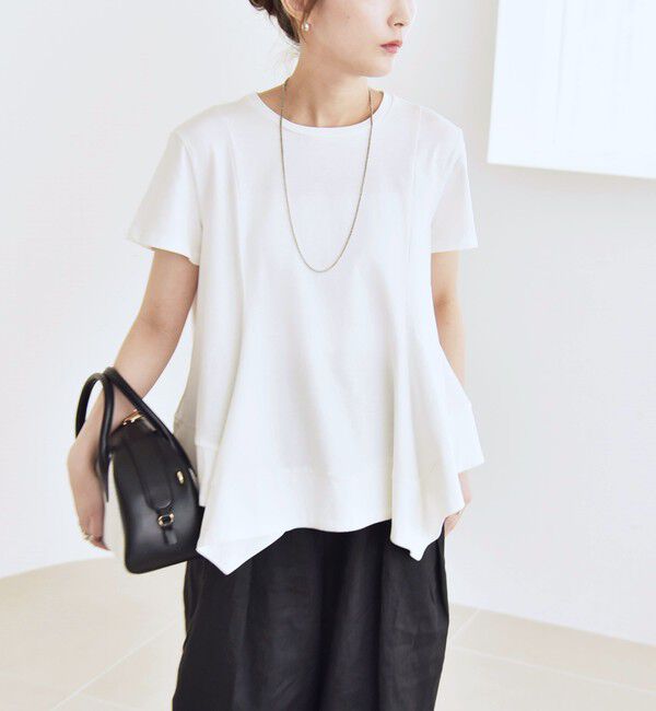 quaranciel「quaranciel:〈手洗い可能〉ハンカチーフヘム フレア クルーネック TEE」|Tシャツ・カットソー|