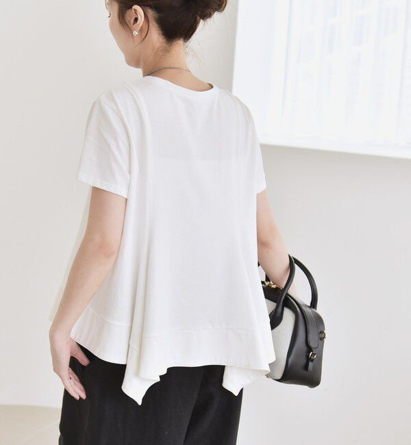 quaranciel「quaranciel:〈手洗い可能〉ハンカチーフヘム フレア クルーネック TEE」|Tシャツ・カットソー|